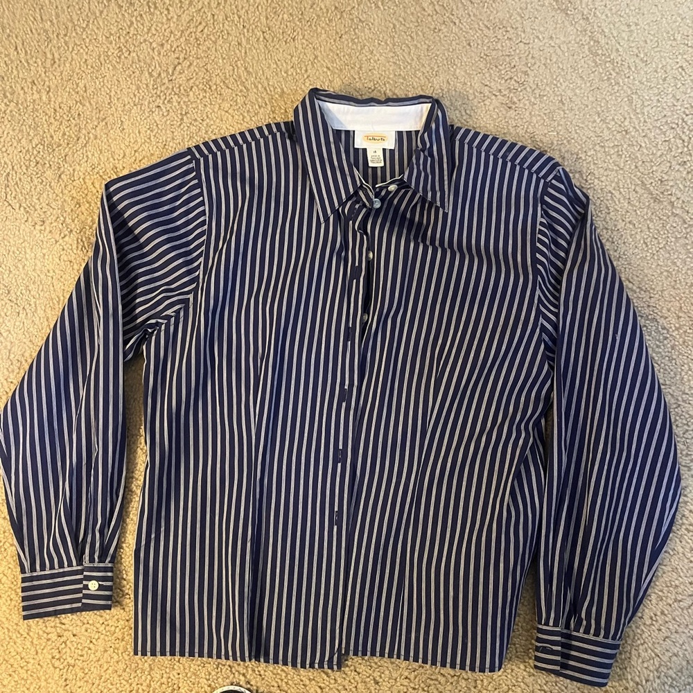 Talbots Blue Striped Button Blouse-Nearly New!
